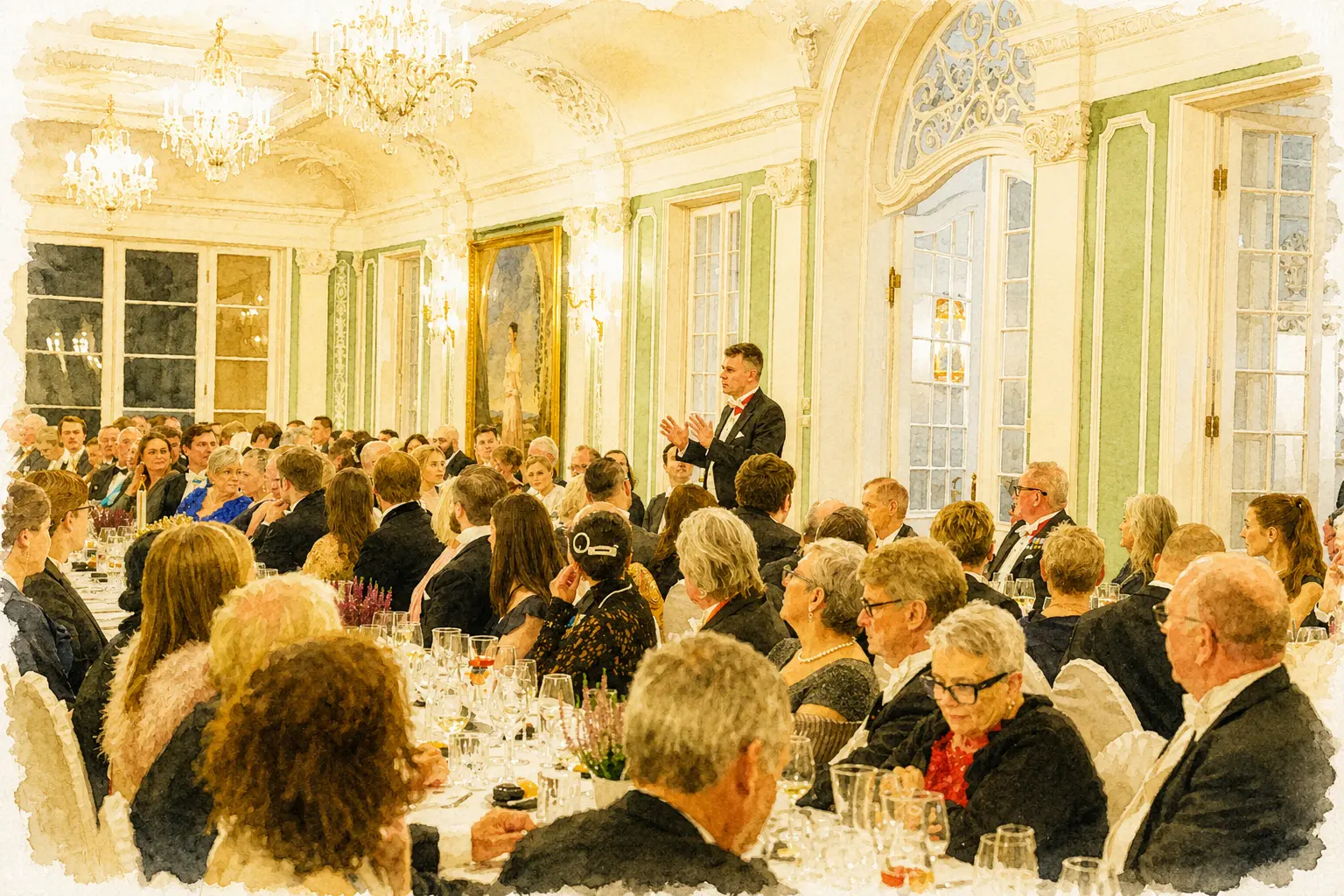 The chairman addresses the assembled guests