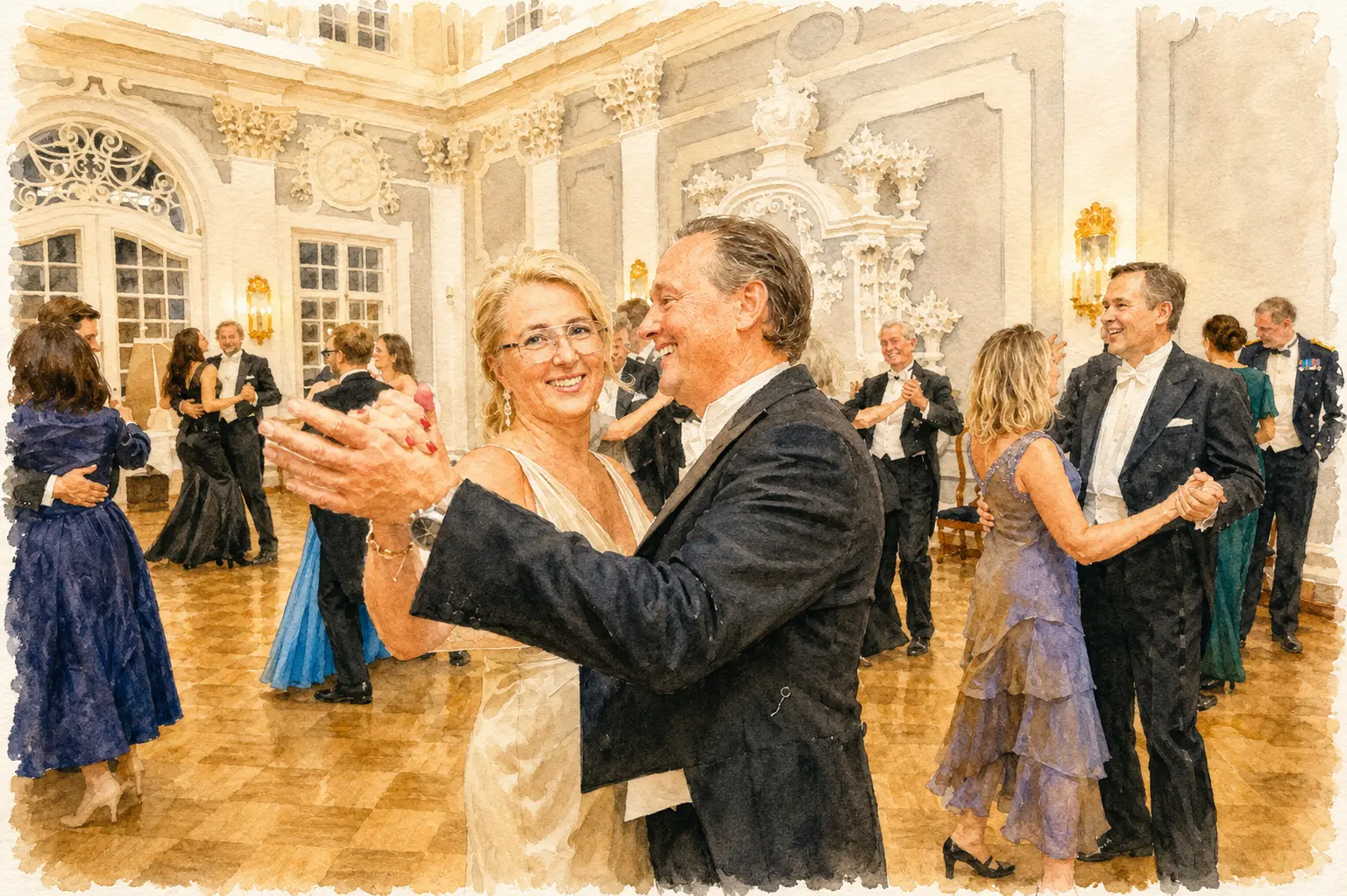 Couples on the parquet floor